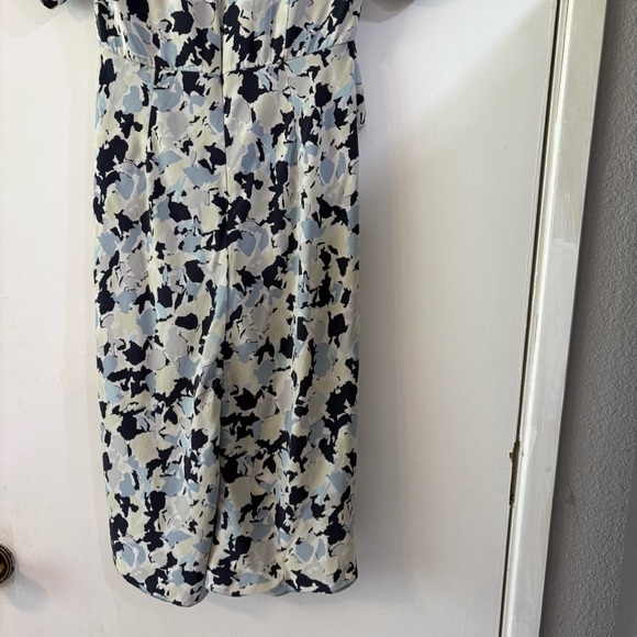 Lewit Silk Flounce Dress Ruffle Blue Green A-Line Printed Womens 6 Short Sleeve - Picture 7 of 12